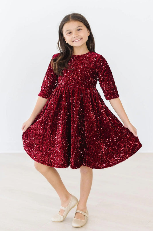 Cranberry Velvet Sequin Dress