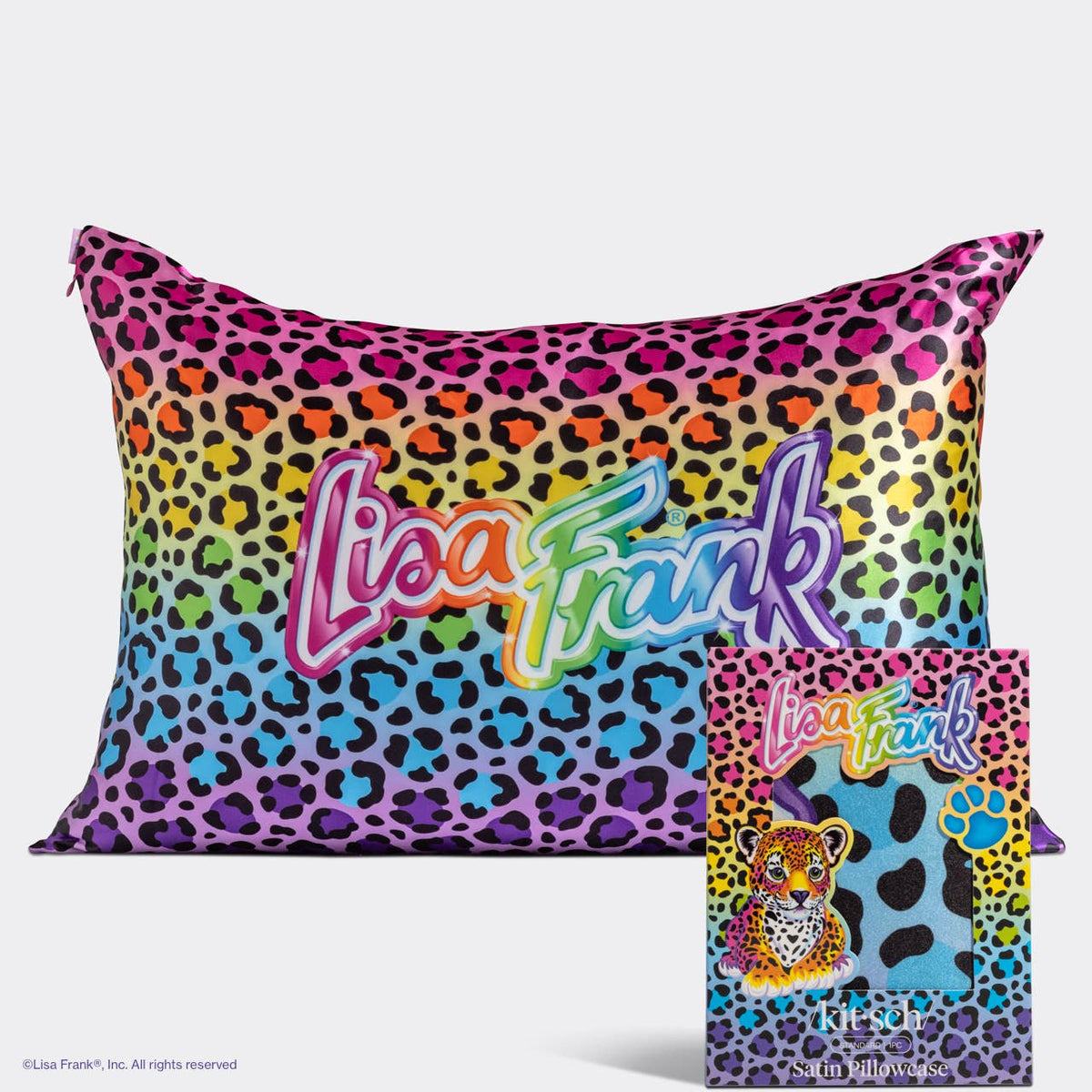 Lisa Frank x Kitsch Standard Satin Pillowcase // Rainbow Leopard