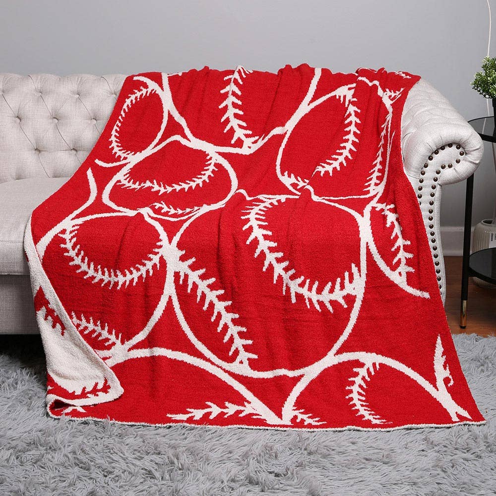 Reversible Baseball Patterned Throw Blanket