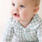 Peter Pan Collar Zipper Footie // Moss Gingham