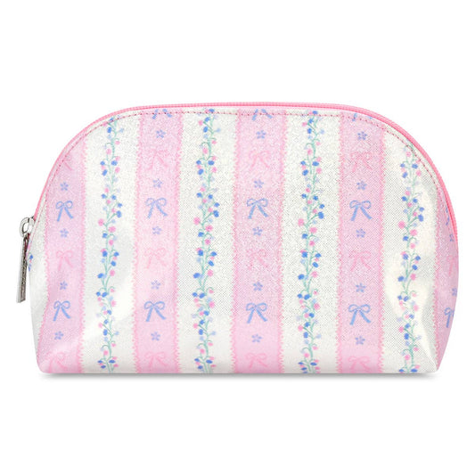 Floral Stripes Oval Cosmetic Bag