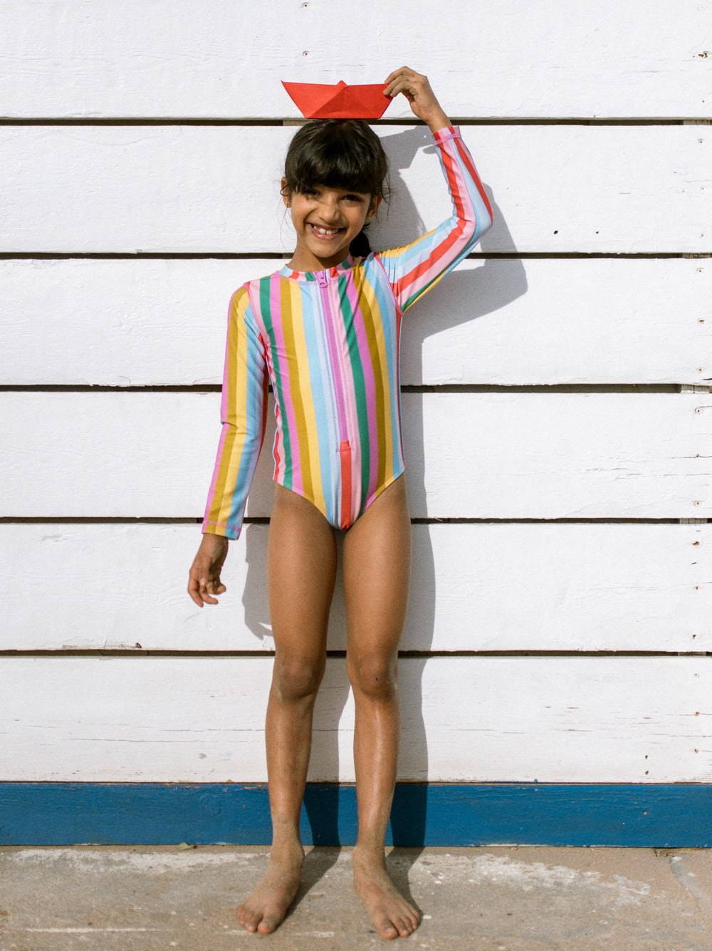 San Sebastian Stripe Long Sleeve Rashguard Swimsuit