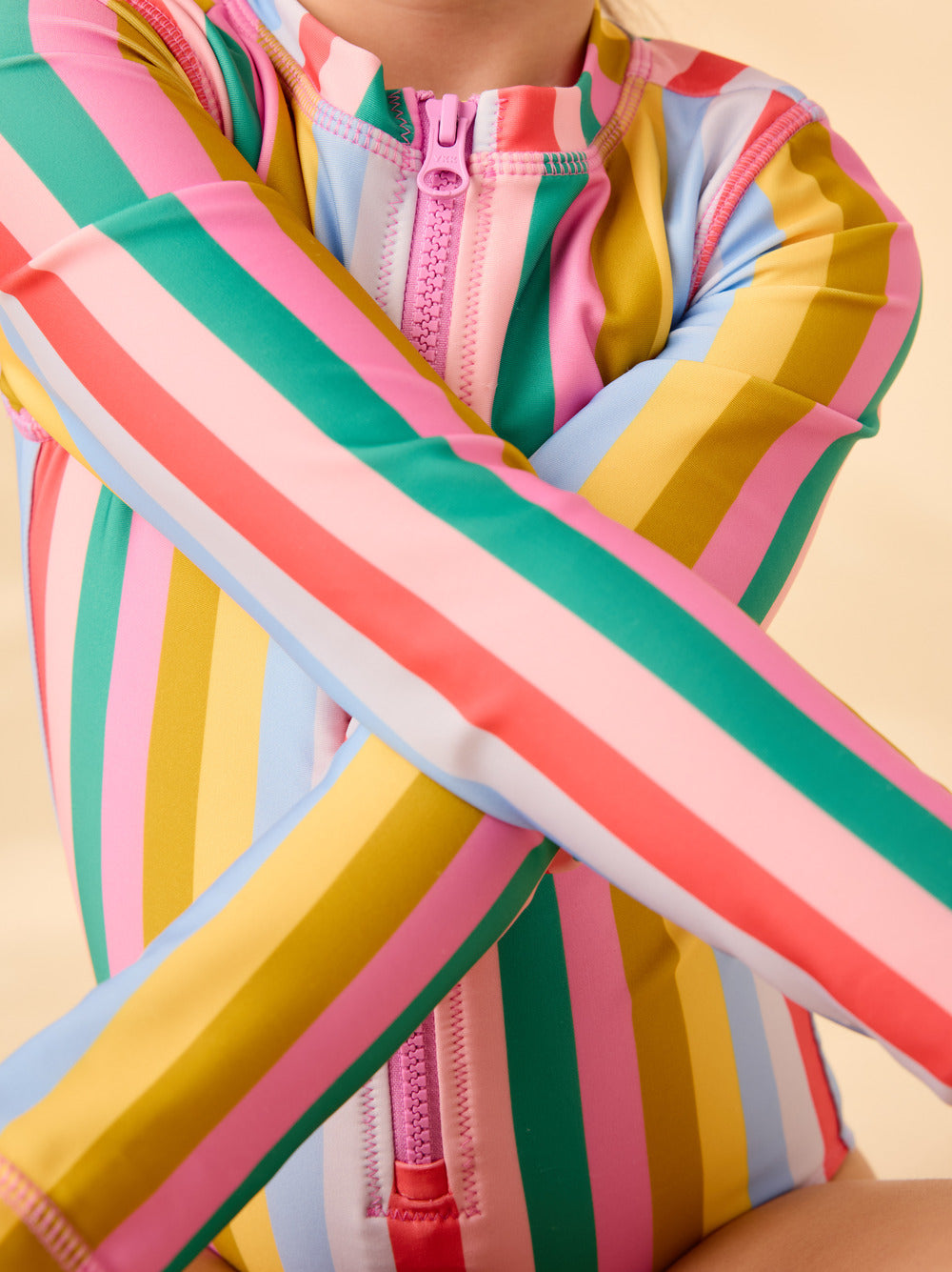 San Sebastian Stripe Long Sleeve Rashguard Swimsuit