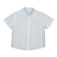 blue and white Striped shirt with short sleeves