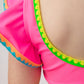 Girls Neon Pink Crochet Detail Butterfly Tankini 2-Piece Swimsuit