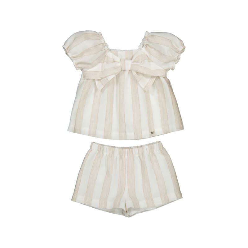 Khaki Stripe Short Set 1211-69