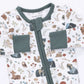 Convertible Romper //Southern Woodland Animals Green