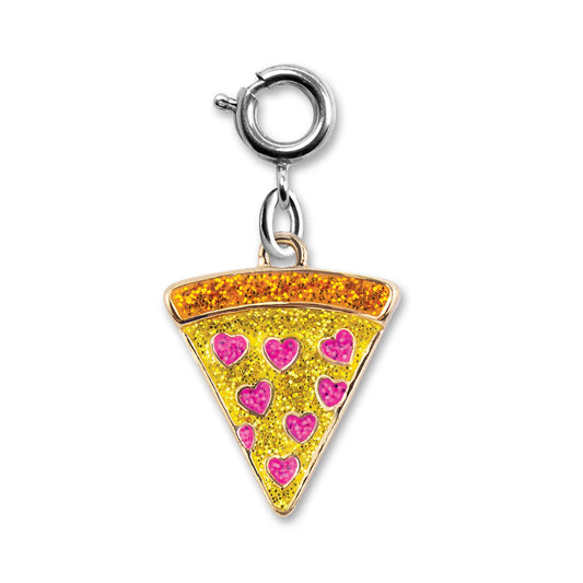 Pizza slice charm with pink hearts
