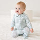 Peter Pan Collar Zipper Footie // Moss Gingham