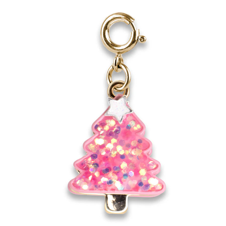 Pink glittery Christmas tree charm 