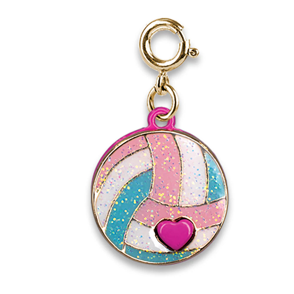 Colorful volleyball charm with a heart