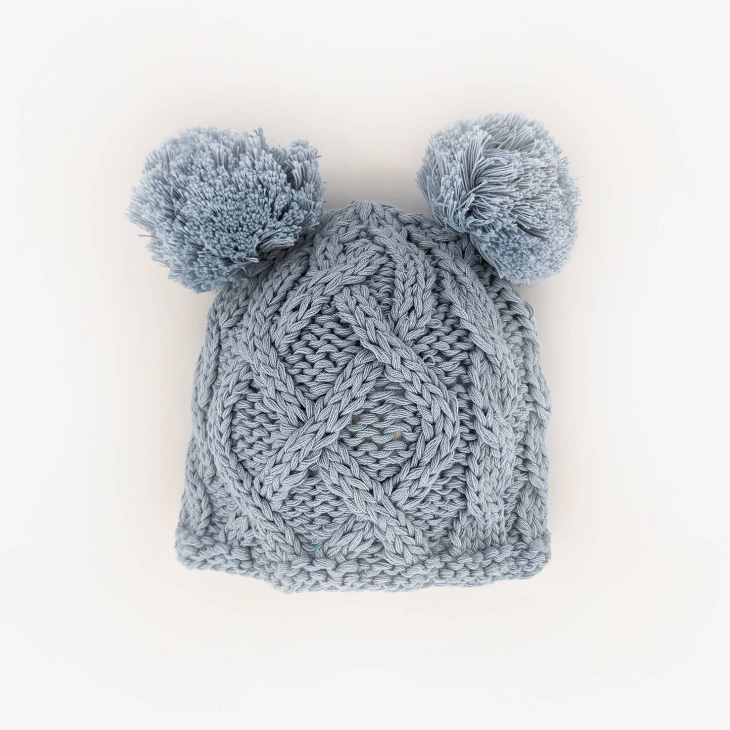 Newborn Baby Aran Chambray Double Pom Pom Beanie