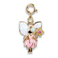 Gold fairy charm with pink wings and a star