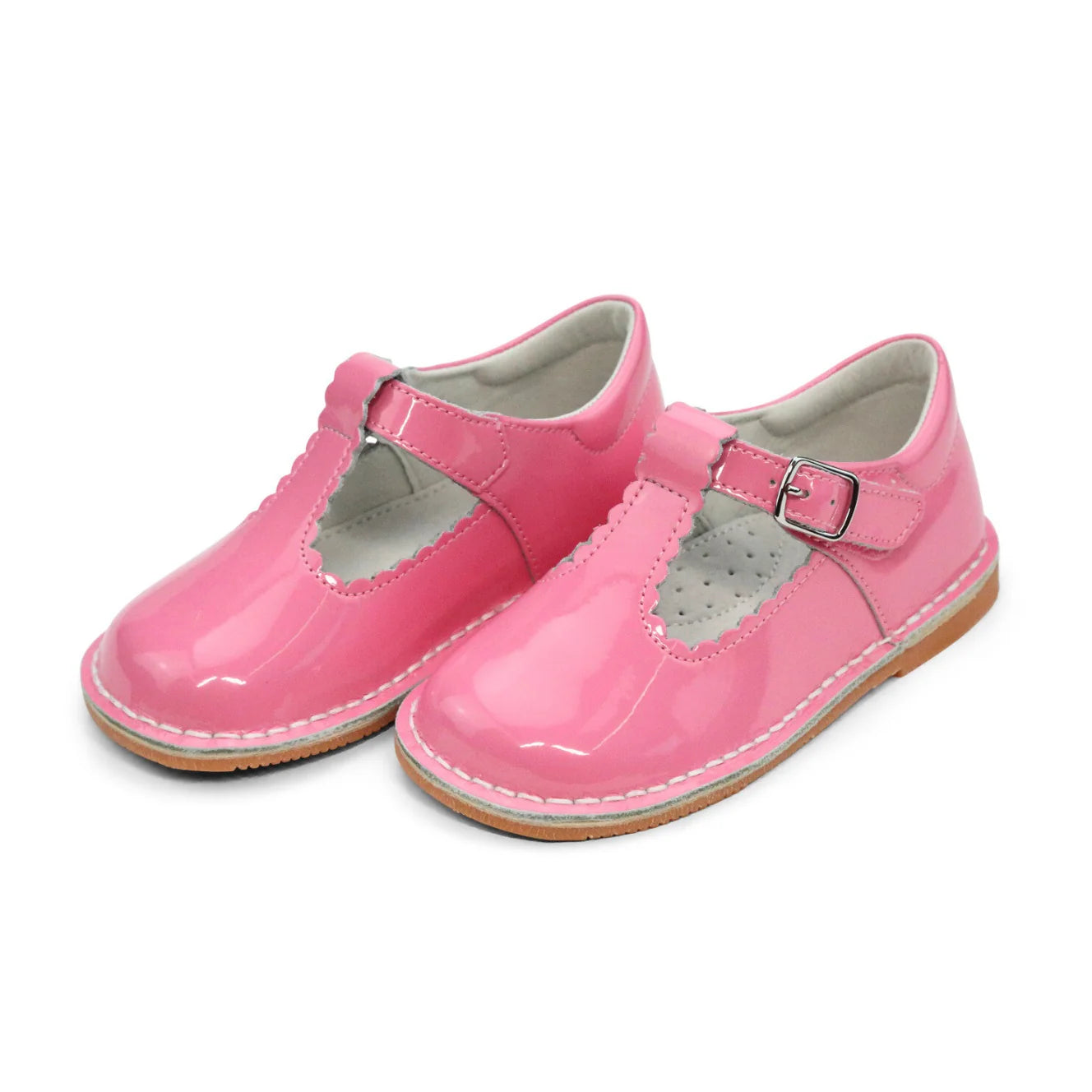 Medium Pink Patent Mary Jane with Scalloped Details
