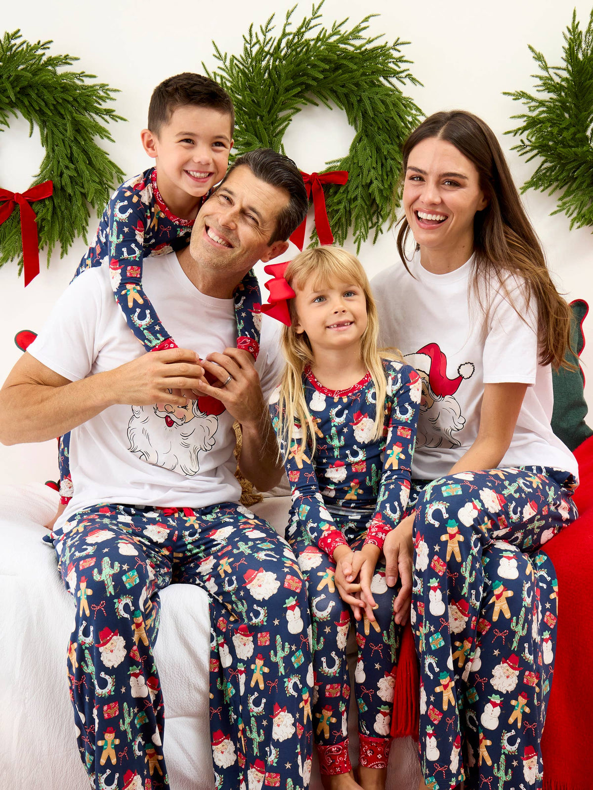 SoftSnooze™ Kids Bamboo Viscose Giddy Up Santa Western Christmas Long Sleeve Pajama Set