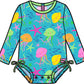Baby Girls Neon Jelly Time Long Sleeve One Piece Rash Guard Swimsuit with Signature Rear Ruffles