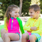 Boys Neon Color Block Dolphin Hem Swim Trunks