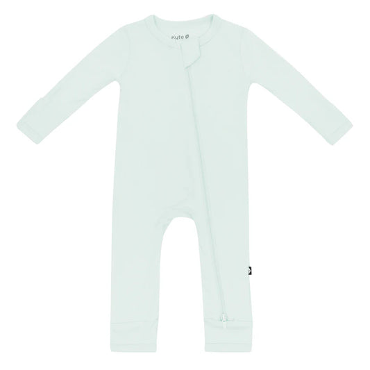 Neutral Green Baby Romper with zipper closure