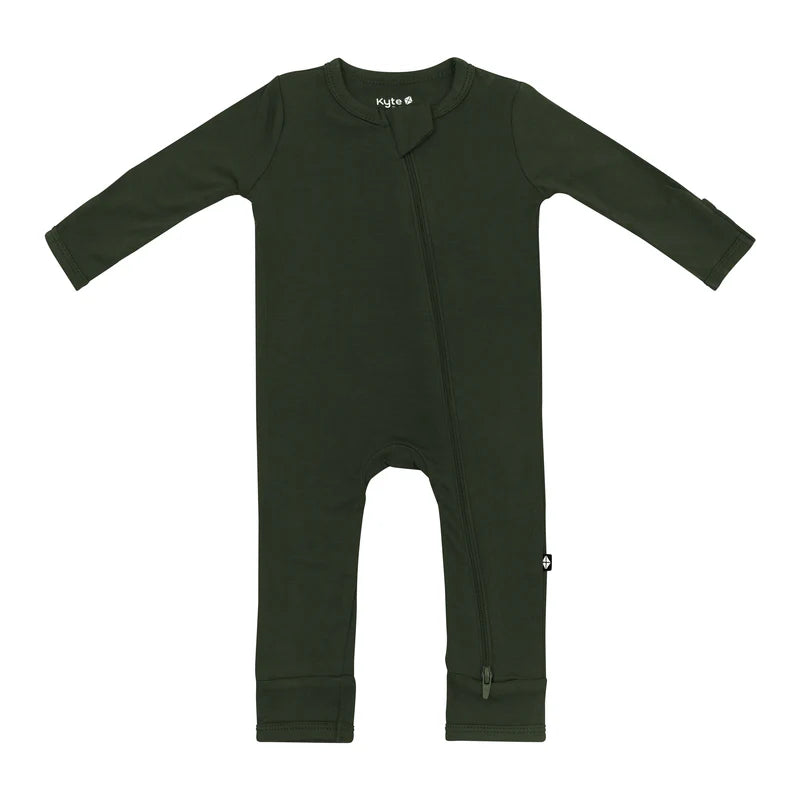 Dark Green Baby Romper with Zipper Closure