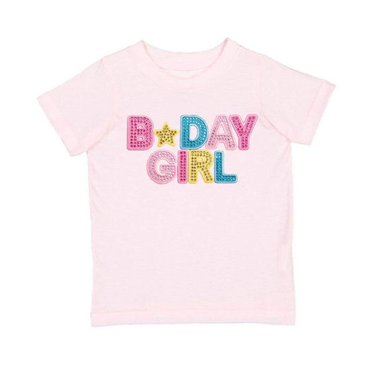 Birthday Girl Rhinestone Patch Short Sleeve T-Shirt - Kids