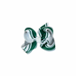 Green and White Layered Bow w/ Bold White Stripes