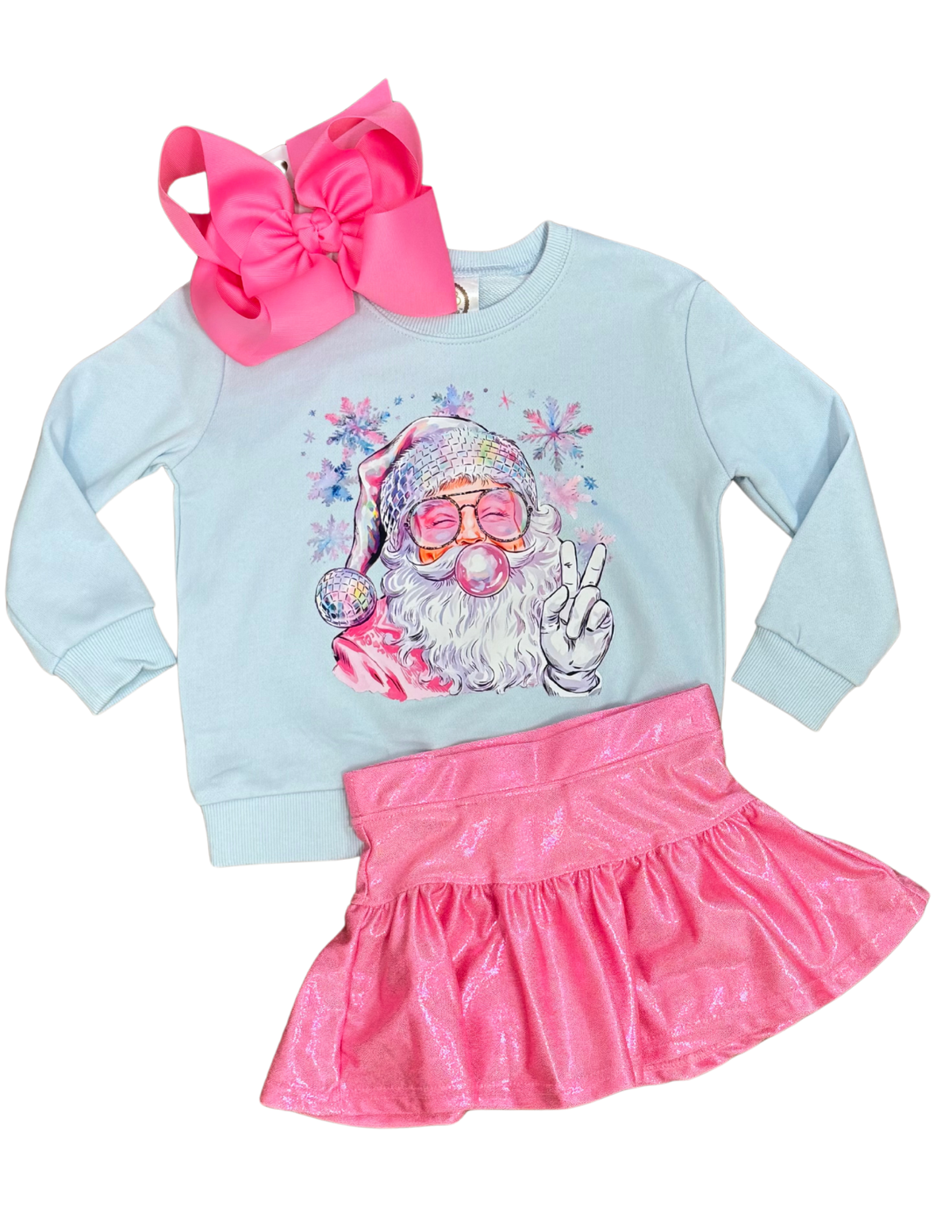 Disco Santa Sweatshirt // Light Blue