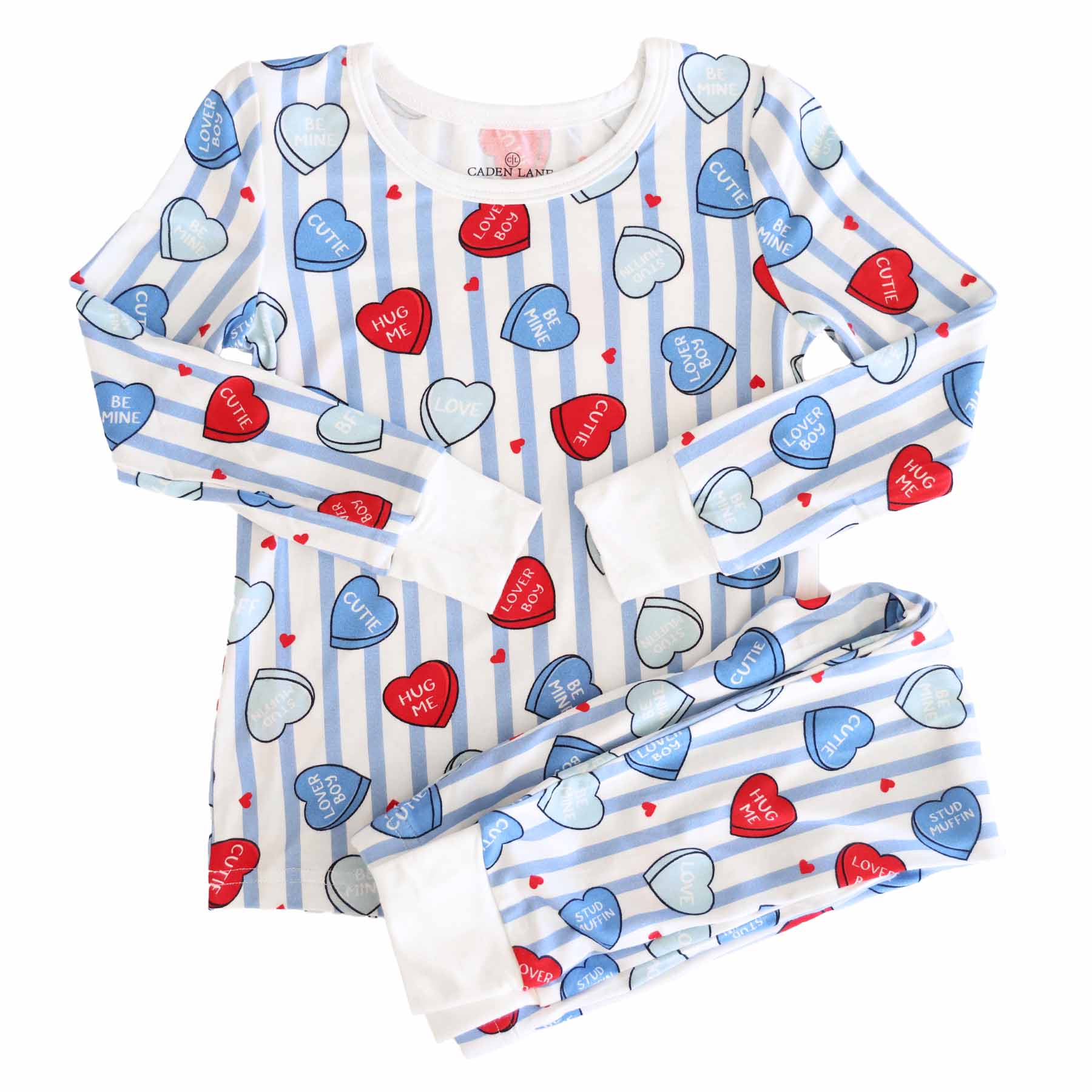 Children's pajama set with heart and striped pattern 