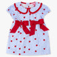 Girls Apple Orchard Gingham Woven Peter Pan Ruffle Bow Short Sleeve Dress