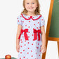 Girls Apple Orchard Gingham Woven Peter Pan Ruffle Bow Short Sleeve Dress