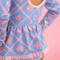 Girls Tropical Trellis Long Sleeve One Piece Bow Peplum Rash Guard Swimsuit