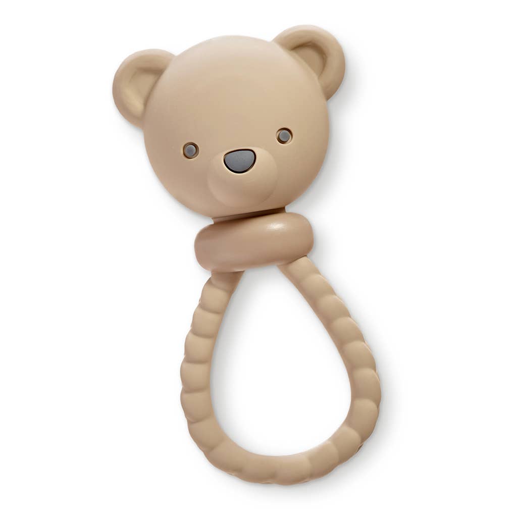 Beige teddy bear-shaped teething ring 