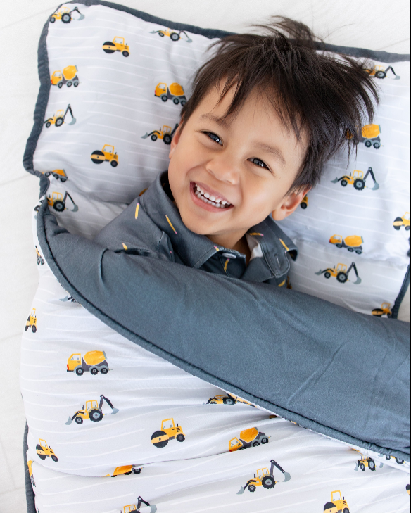 Boys Nap Mat - Construction On Grey