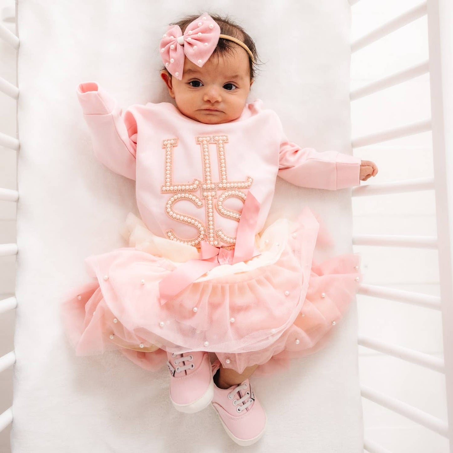Lil Sis Pearl Patch Long Sleeve Romper