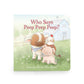 Children's book cover with farm animals and text 'Who Says Peep Peep Peep? Sounds From The Barn' 