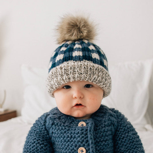 Atlantic Buffalo Check Pom Pom Beanie Hat Baby & Kids