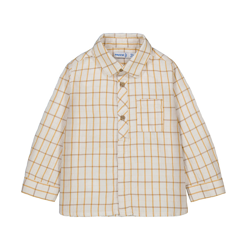 Long Sleeve Checked Viscose Shirt // Mustard // 2110-96