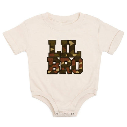 Lil Bro Camo Patch Short Sleeve Romper - Family Fun