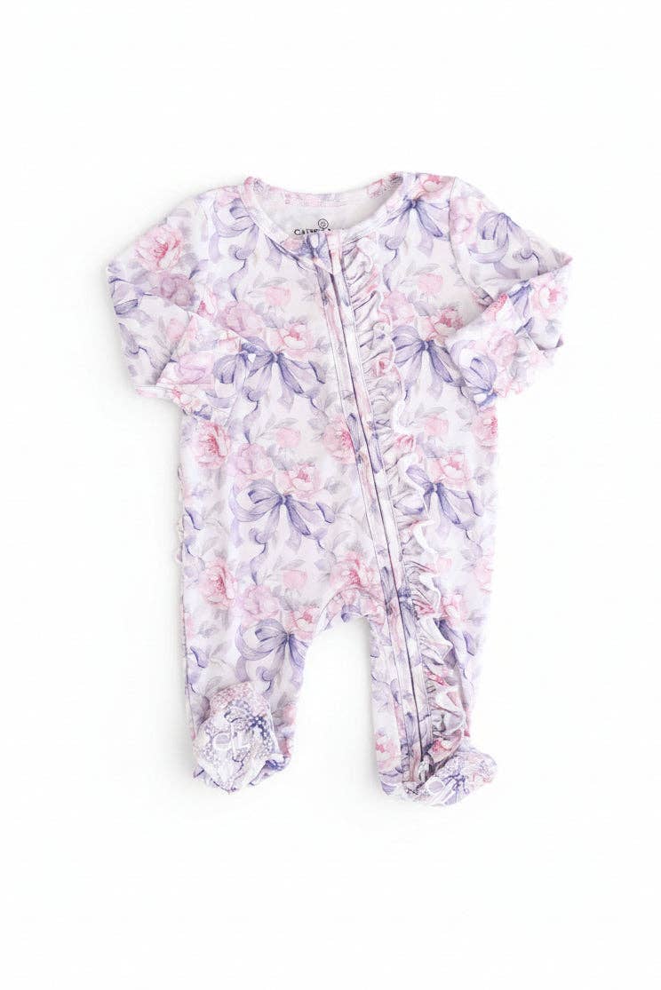 Leighton's Lavender Ruffle Zipper Footie