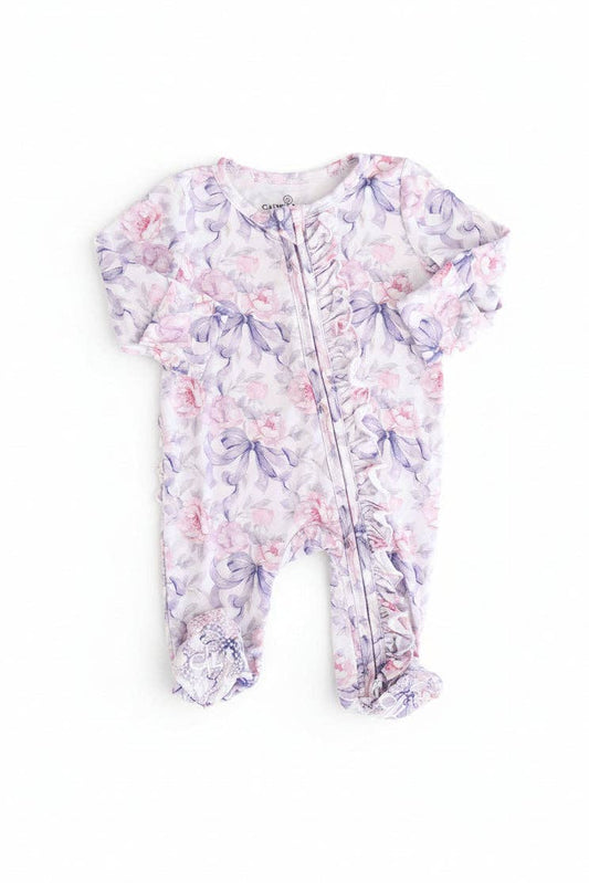 Leighton's Lavender Ruffle Zipper Footie