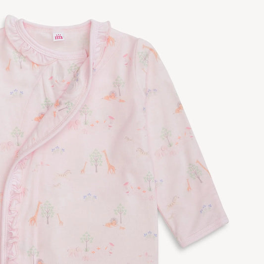 Pink Serene Safari Modal Magnetic Cozy Sleeper Gown + Hat Set With Ruffles