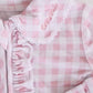 Peter Pan Collar Ruffle Zipper Footie | Rosy Gingham