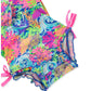 Baby Girls Neon Ocean Coral Long Sleeve One Piece Rash Guard Swimsuit with Signature Rear Ruffles