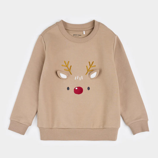 Little Reindeer Taupe Fleece Sweatshirt