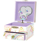 Unicorn-themed music box with a heart-shaped window and colorful design on a white background