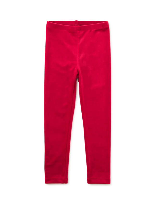 Bright red velour leggings.