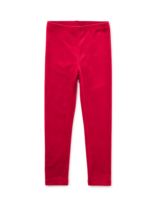 Bright red velour leggings.