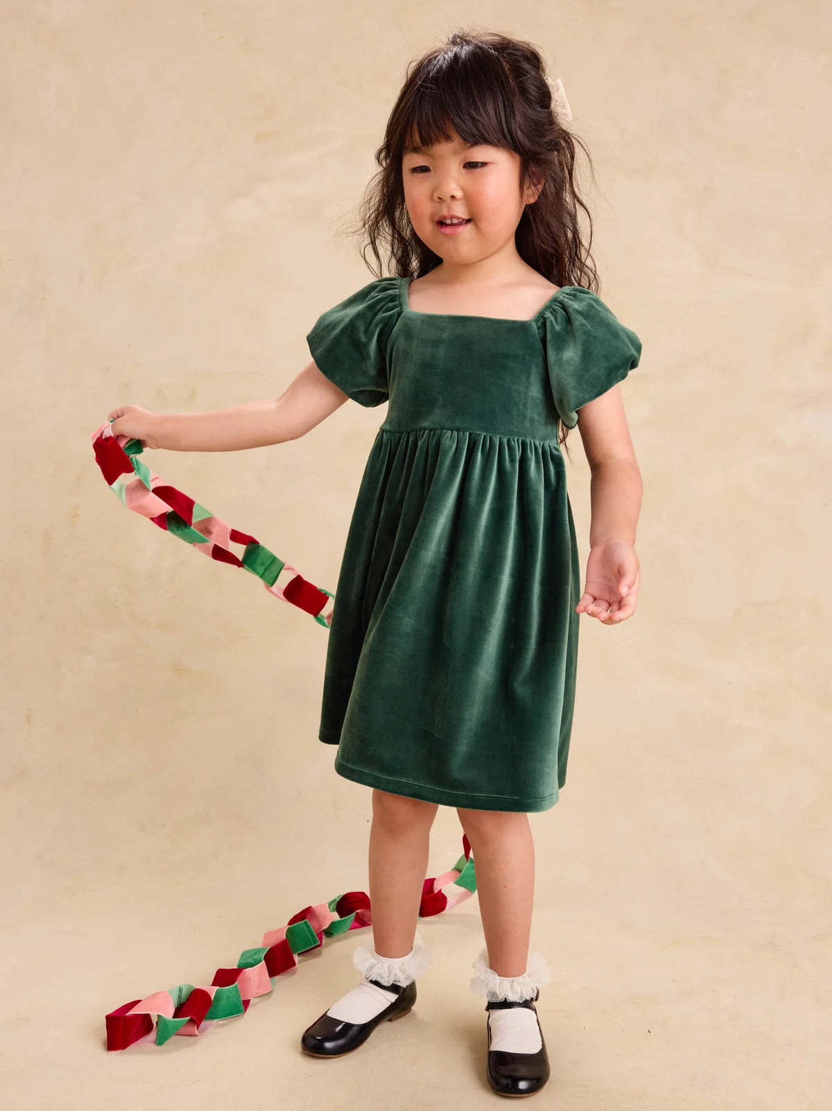 Puff Shoulder Velour Dress // Pineneedle