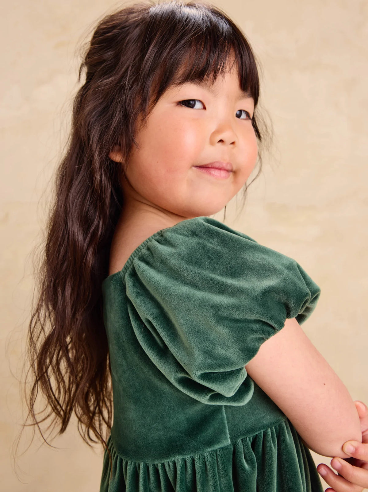 Puff Shoulder Velour Dress // Pineneedle