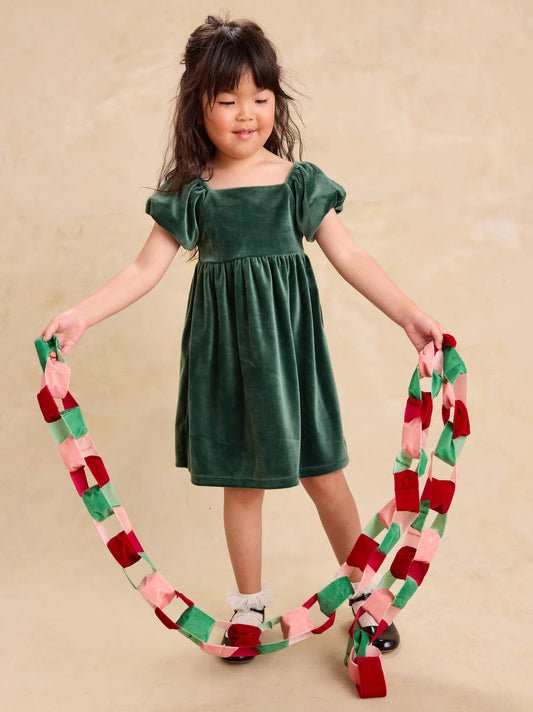 Puff Shoulder Velour Dress // Pineneedle