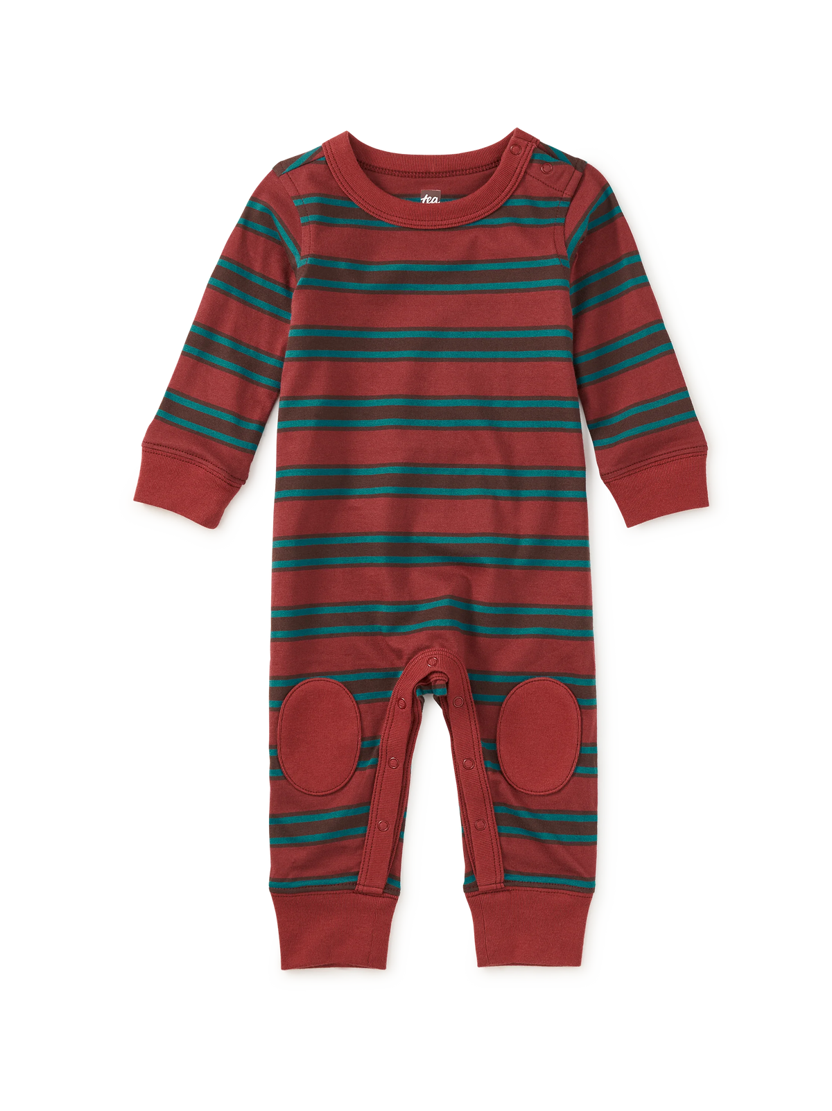 Baby Romper // Stripe Knee Patch Romper // Sangria
